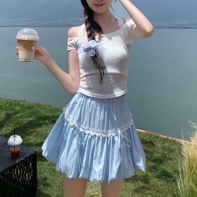 ミニスカート ふんわり爽やか泡立ちミニスカート