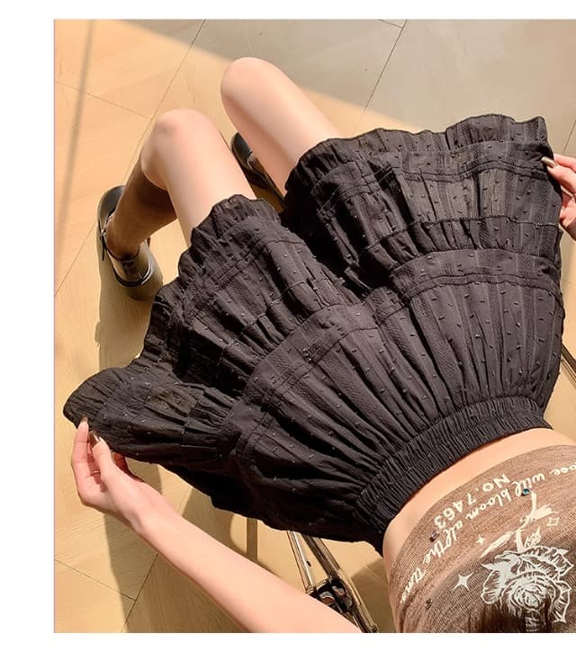 ミニスカート 水玉ティアードフリルミニスカート