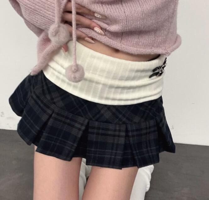 チェック柄プリーツミニスカート