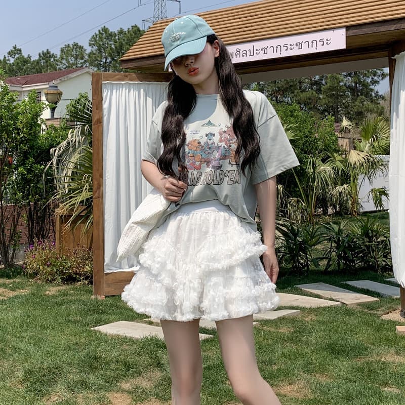 ミニスカート ふわふわ重ねフリルミニスカート