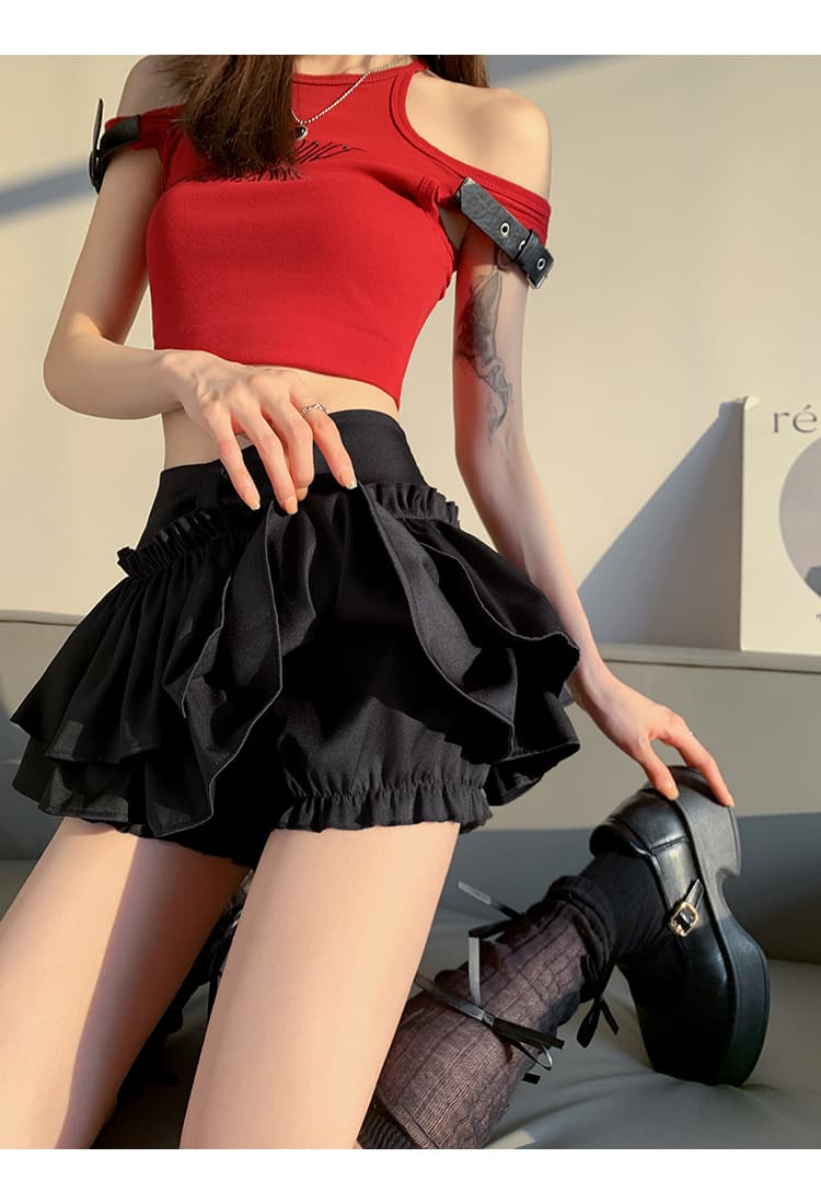 ミニスカート 重ね段フリルミニスカート