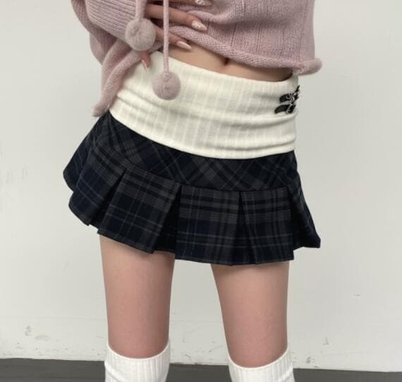 チェック柄プリーツミニスカート
