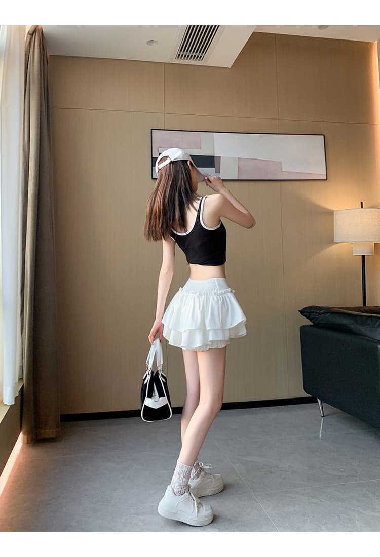 ミニスカート 重ね段フリルミニスカート