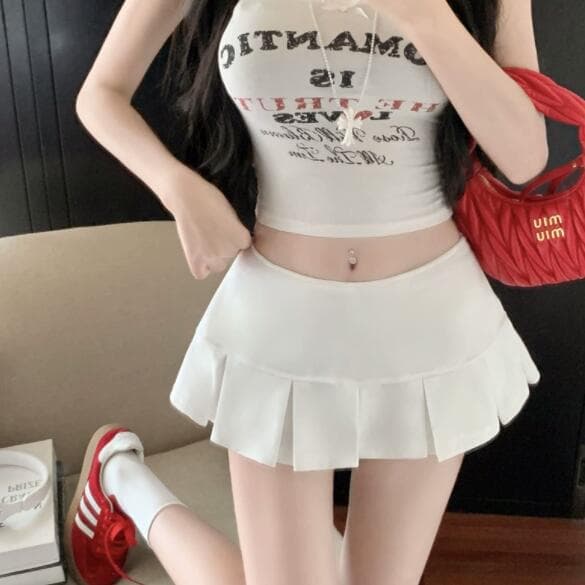 プリーツ風ハイウエストミニスカート