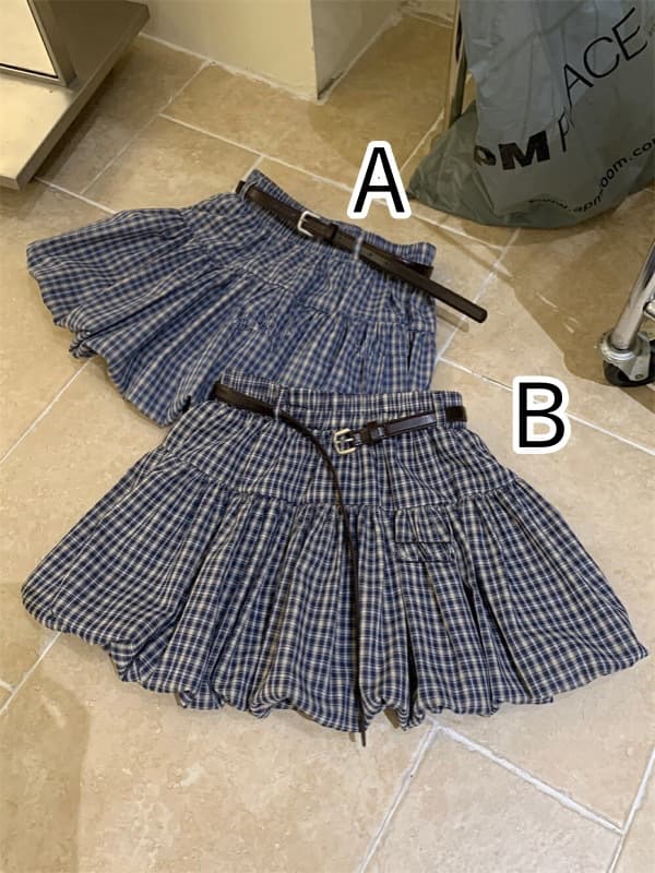 ハイウェストチェック柄フリルミニスカート