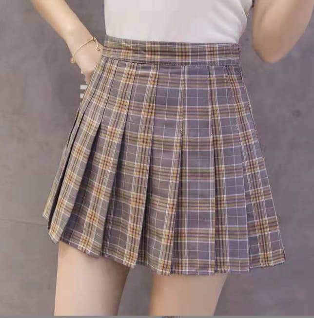 プリーツミニスカート チェック柄 黒 可愛い着回しスカート