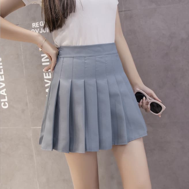 プリーツミニスカート チェック柄 黒 可愛い着回しスカート