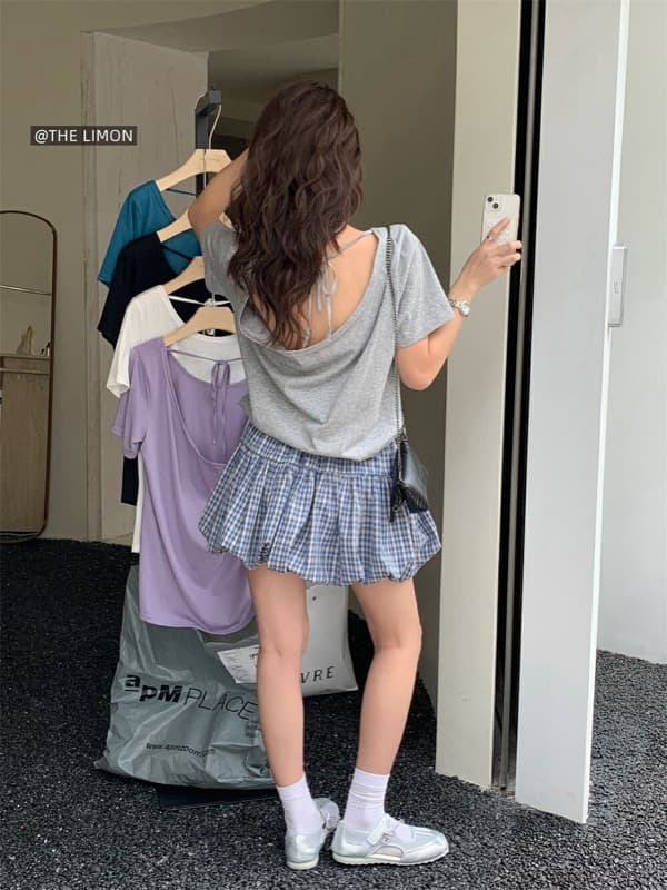 ハイウェストチェック柄フリルミニスカート
