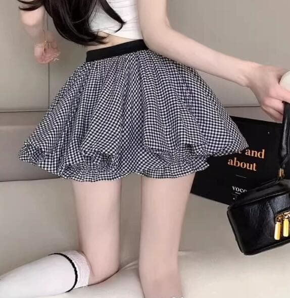 チェック柄フレアミニスカート