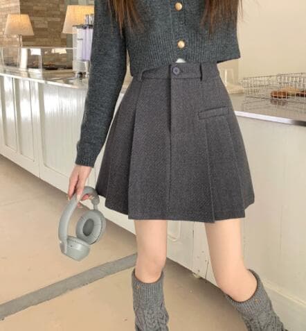 ハイウエストプリーツミニスカート