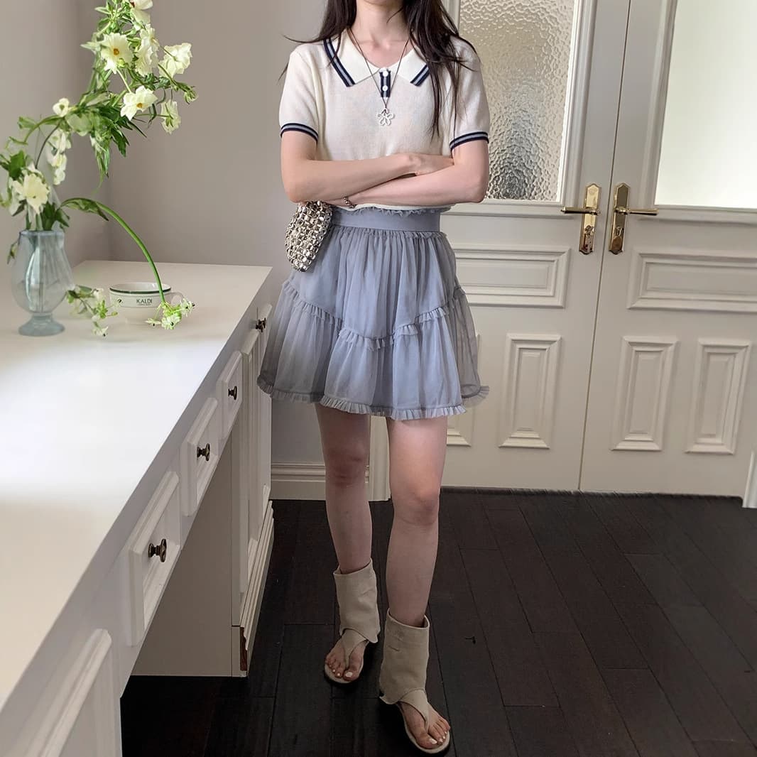 ミニスカート ティアードフリルチュールミニスカート
